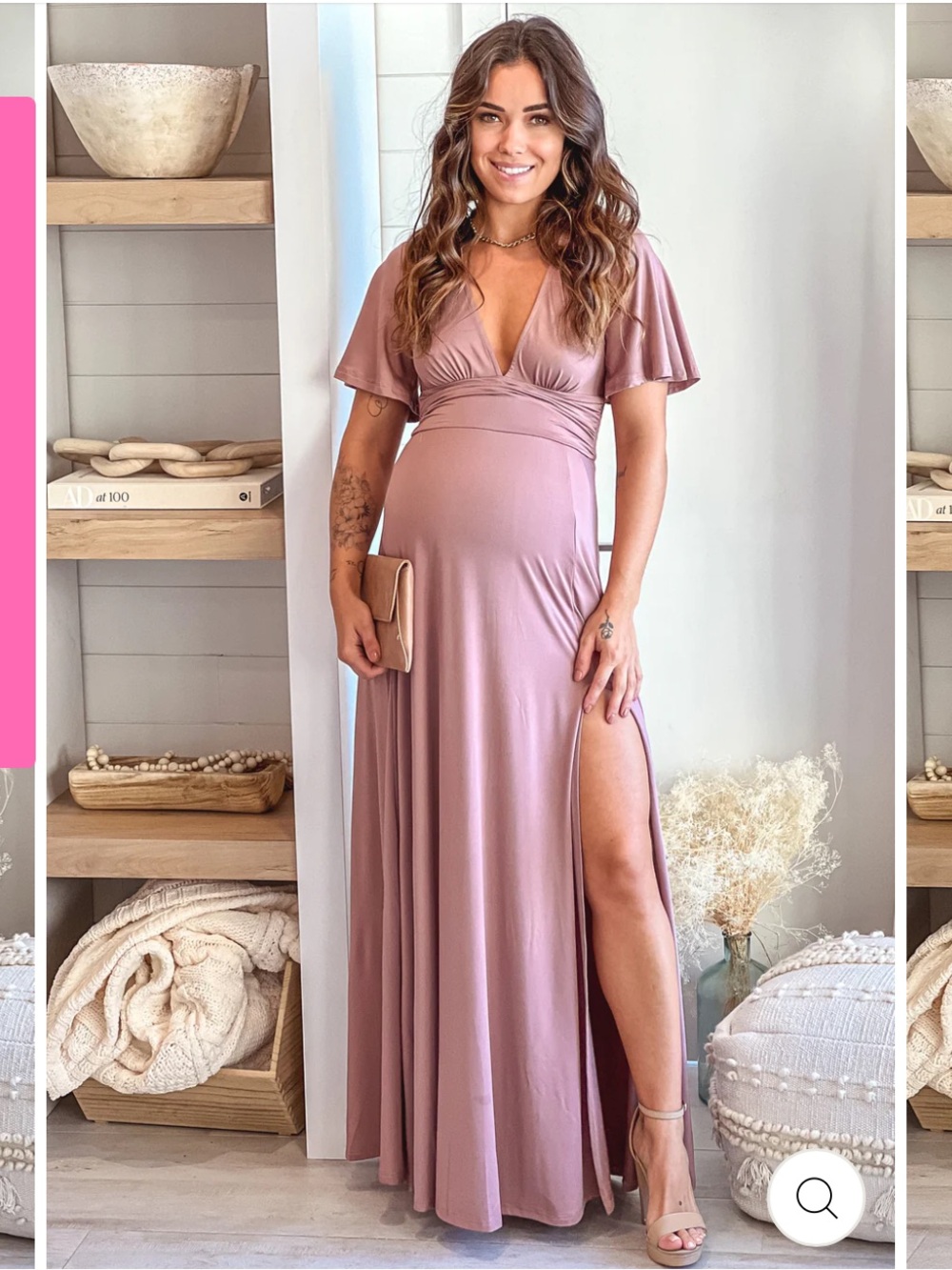 Saved By The Dress Deep V Maxi Dress in Mauve